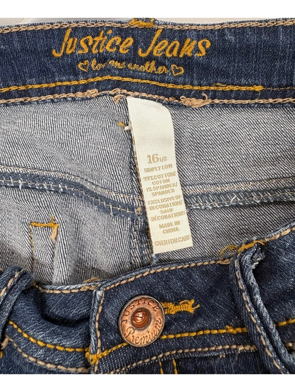 Justice Jeans Girls' Size 16 1/2 Simply Low Blue Denim Bootcut Jeans